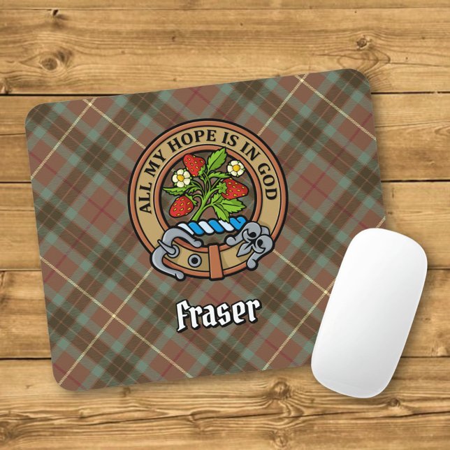 Mousepad Clan Fraser Crest over Weathered Hunting Tartan (Criador carregado)