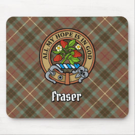 Mousepad Clan Fraser Crest over Weathered Hunting Tartan