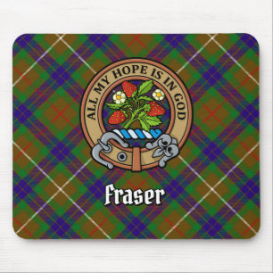 Mousepad Clan Fraser Crest sobre caçar Tartan