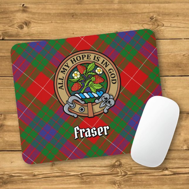 Mousepad Clan Fraser Crest sobre Tartan (Criador carregado)