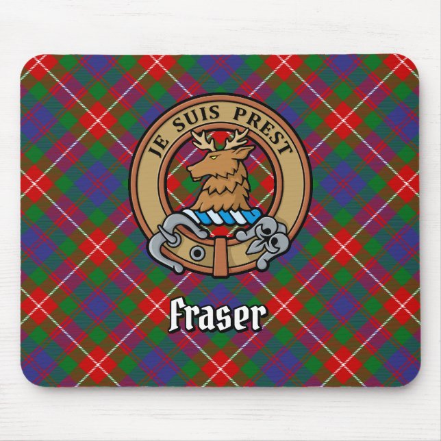 Mousepad Clan Fraser do Lovat Crest sobre Tartan (Frente)