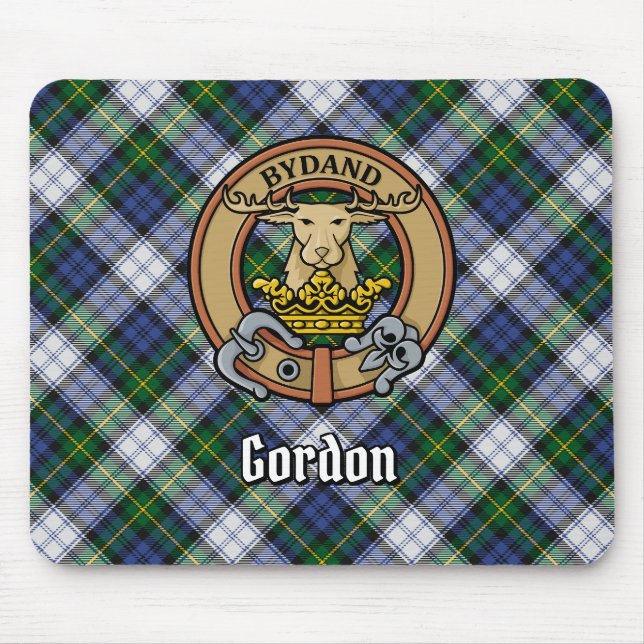 Mousepad Clan Gordon Crest sobre Dress Tartan (Frente)