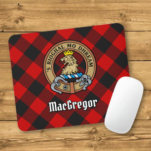 Mousepad Clan Gregor Crest sobre Rob Roy Tartan