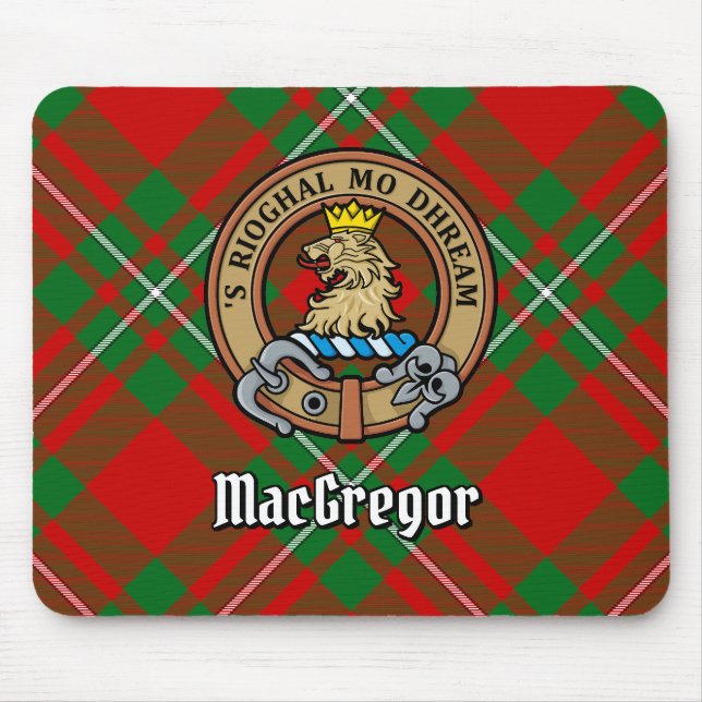 Mousepad Clan Gregor Crest sobre Tartan (Frente)
