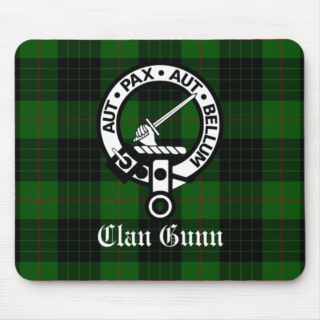 Mousepad Clan Gunn Crest Crachá e Tartan (Frente)