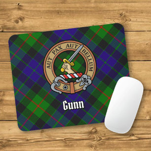 Mousepad Clan Gunn Crest sobre Tartan