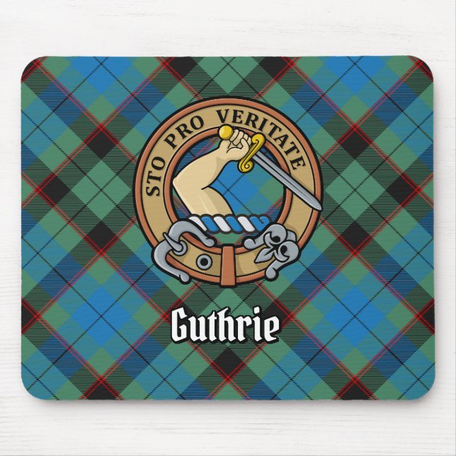 Mousepad Clan Guthrie Crest sobre Tartan (Frente)