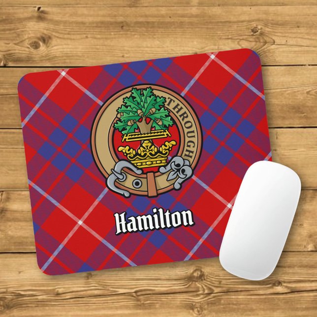 Mousepad Clan Hamilton Crest sobre o Red Tartan (Criador carregado)