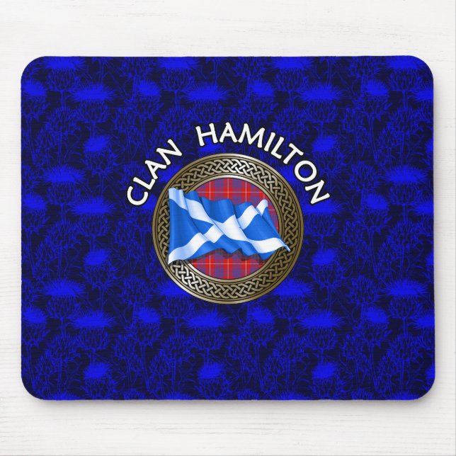 Mousepad Clan Hamilton Tartan Knot & Flag (Frente)