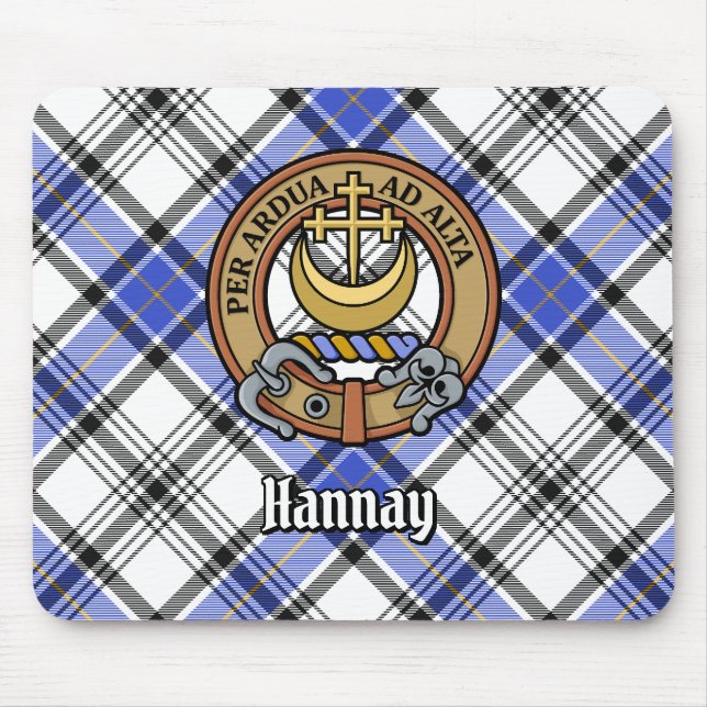 Mousepad Clan Hannay Crest sobre Tartan (Frente)