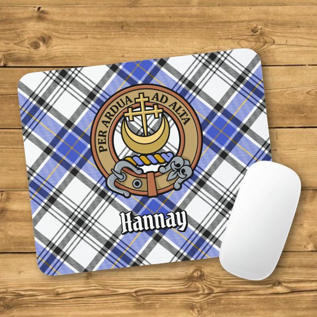 Mousepad Clan Hannay Crest sobre Tartan (Criador carregado)