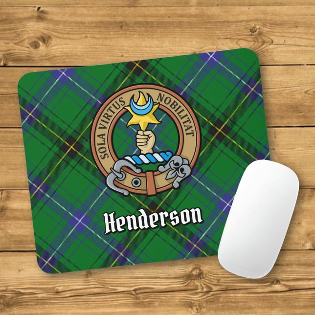 Mousepad Clan Henderson Crest sobre Tartan (Criador carregado)