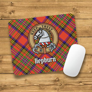 Mousepad Clan Hepburn Crest sobre Tartan