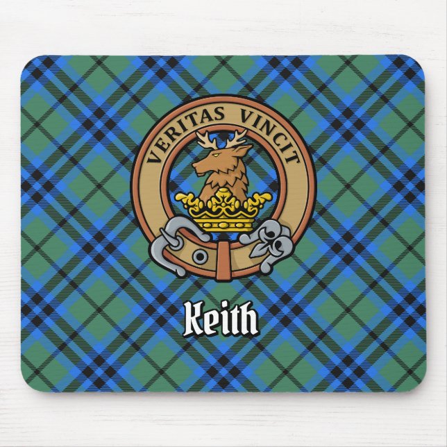 Mousepad Clan Keith Crest sobre Tartan (Frente)