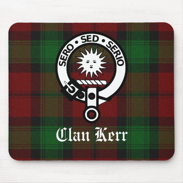 Mousepad Clan Kerr Crest & Tartan Personalizável (Frente)