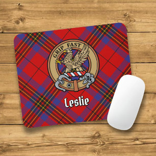 Mousepad Clan Leslie Crest sobre o Red Tartan