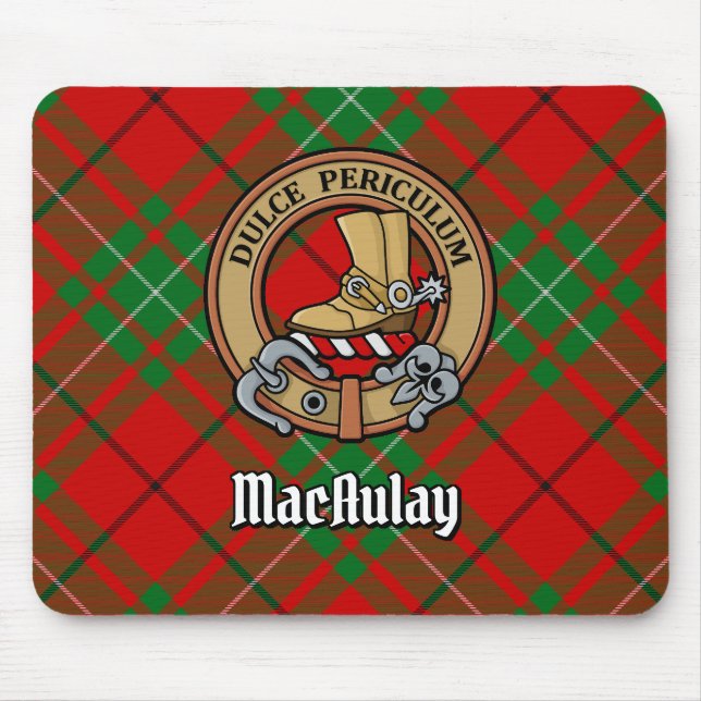 Mousepad Clan MacAulay Crest sobre Tartan (Frente)