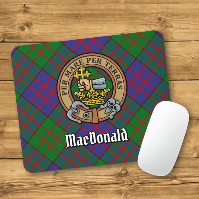 Mousepad Clan MacDonald Crest sobre Tartan (Criador carregado)