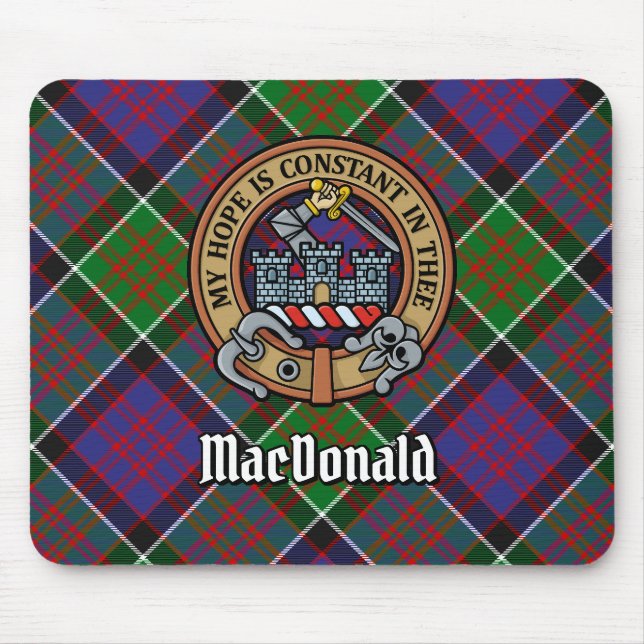 Mousepad Clan MacDonald do Clanranald Crest sobre Tartan (Frente)