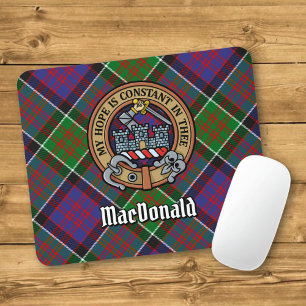 Mousepad Clan MacDonald do Clanranald Crest sobre Tartan