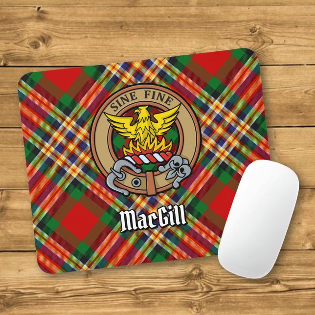 Mousepad Clan MacGill Crest sobre Tartan (Criador carregado)
