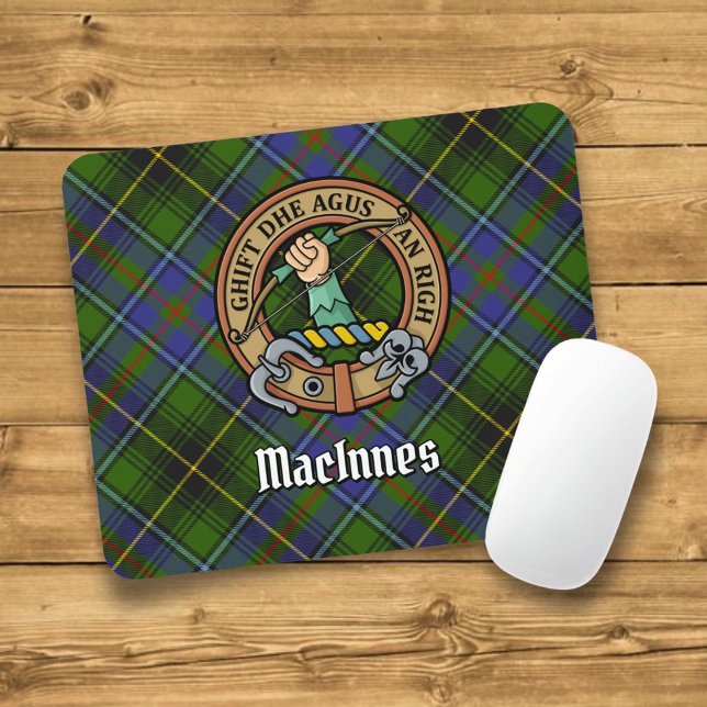 Mousepad Clan MacInnes Crest sobre Tartan (Criador carregado)