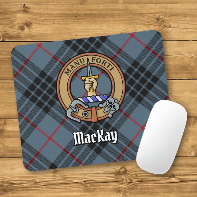Mousepad Clan MacKay Crest sobre Blue Tartan (Criador carregado)