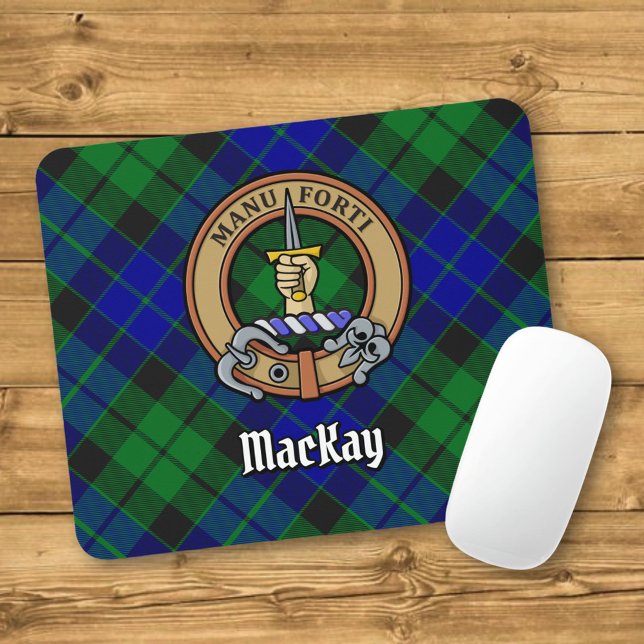 Mousepad Clan MacKay Crest sobre Tartan (Criador carregado)