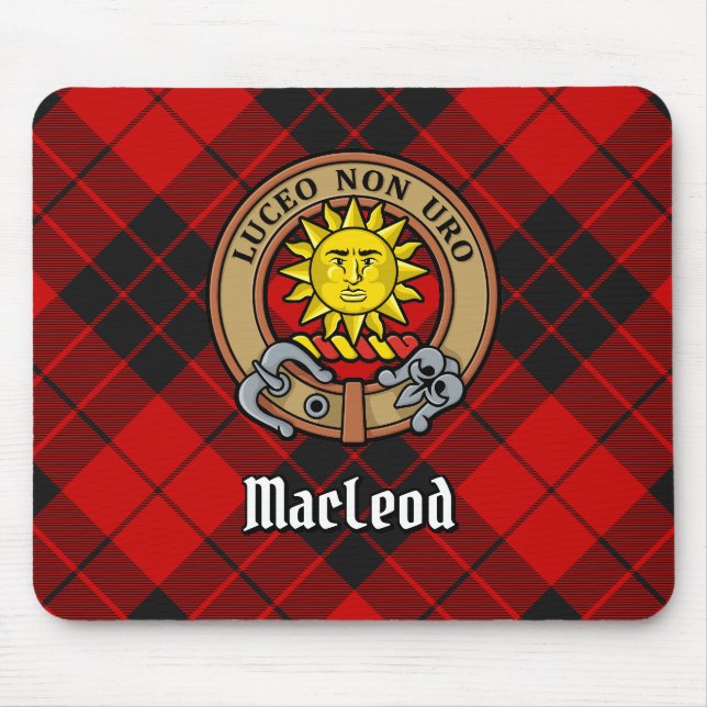 Mousepad Clan MacLeod de Raasay Crest sobre Tartan (Frente)