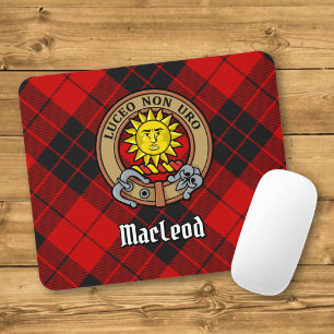 Mousepad Clan MacLeod de Raasay Crest sobre Tartan