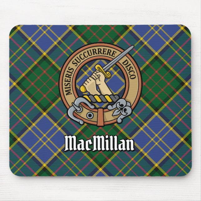 Mousepad Clan MacMillan Crest sobre caçar Tartan (Frente)