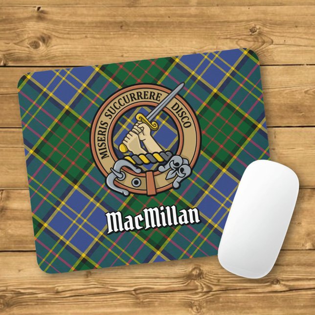 Mousepad Clan MacMillan Crest sobre caçar Tartan (Criador carregado)