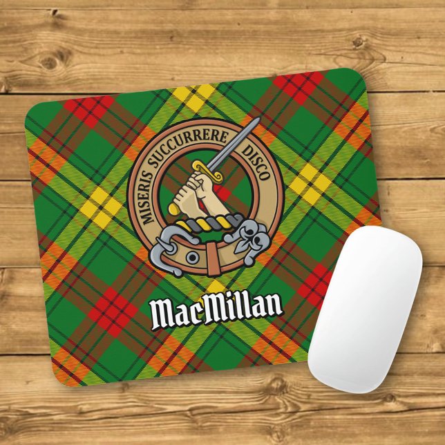 Mousepad Clan MacMillan Crest sobre Tartan (Criador carregado)