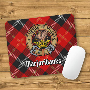 Mousepad Clan Marjoribanks Crest sobre Tartan