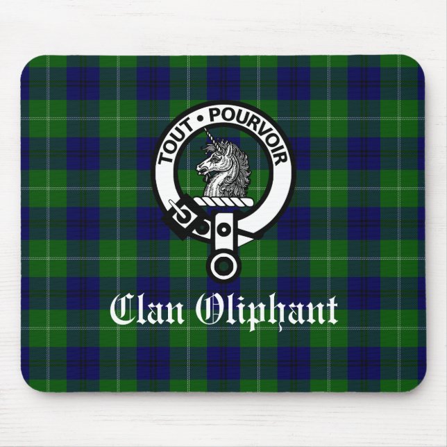 Mousepad Clan Oliphant Crest Crachá e Tartan (Frente)