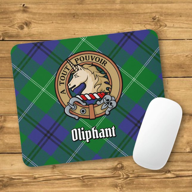 Mousepad Clan Oliphant Crest sobre Tartan (Criador carregado)