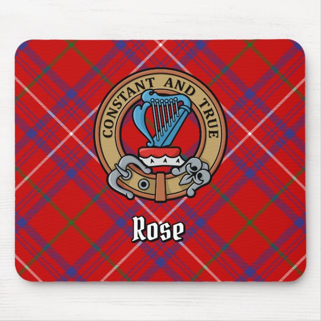 Mousepad Clan Rosa Crest sobre Tartan (Frente)
