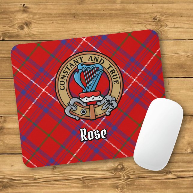 Mousepad Clan Rosa Crest sobre Tartan (Criador carregado)