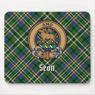 Mousepad Clan Scott Crest sobre Green Tartan