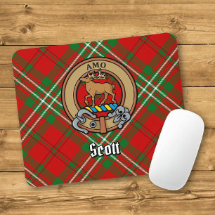 Mousepad Clan Scott Crest sobre Red Tartan