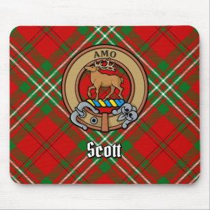 Mousepad Clan Scott Crest sobre Red Tartan