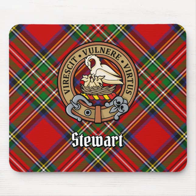 Mousepad Clan Stewart Crest sobre Tartan (Frente)