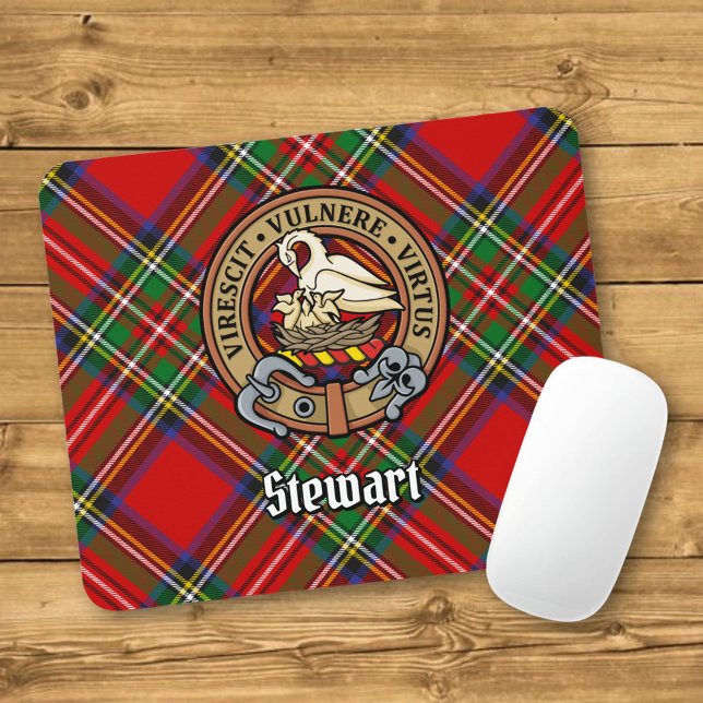 Mousepad Clan Stewart Crest sobre Tartan (Criador carregado)
