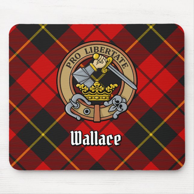 Mousepad Clan Wallace Crest sobre Tartan (Frente)