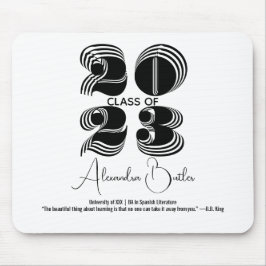 Mousepad Classe de 2023 Typogaphy BA Black Modern Graduação