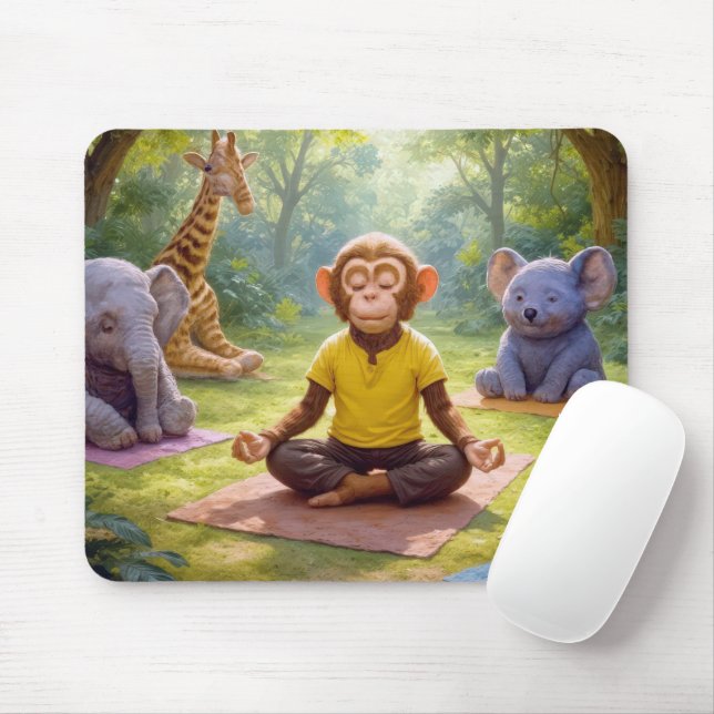 Mousepad Classe De Ioga Selvagem Com Animais Cujos (Com mouse)