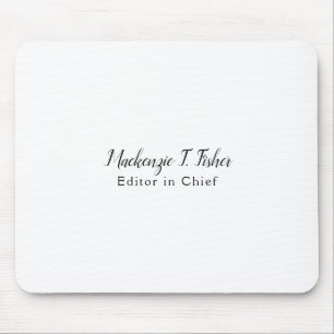 Mousepad Clássica Caligrafia Elegante Simples Branco