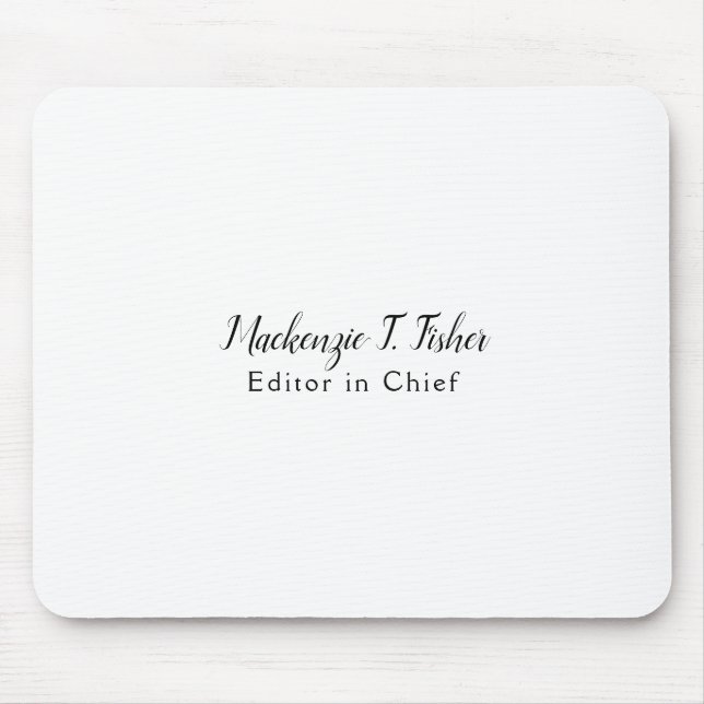 Mousepad Clássica Caligrafia Elegante Simples Branco (Frente)