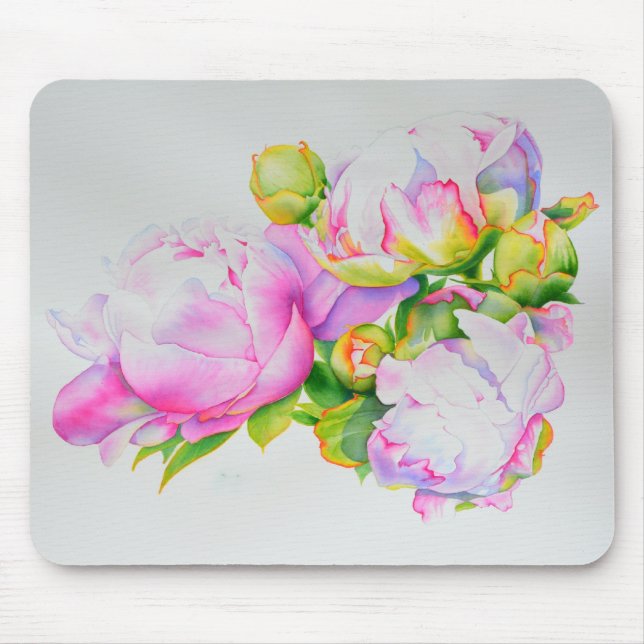 Mousepad Clássica elegante, cor branca de pénia rosa, cor-d (Frente)