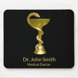 Mousepad Clássica Médica Cobra Bowl Higieia Dourada Caduceu